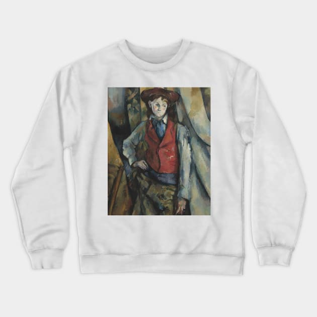 Boy in a Red Waistcoat by Paul Cezanne Crewneck Sweatshirt by Classic Art Stall